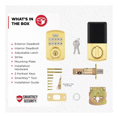 Kwikset Powerbolt 250 Transitional Keypad Electronic Lock, Lifetime Polished Brass